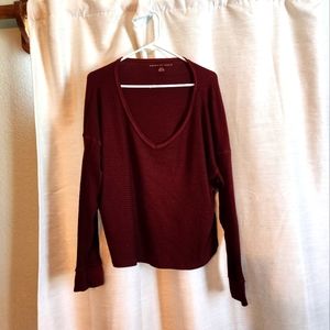 Maroon Cropped long-sleeved top